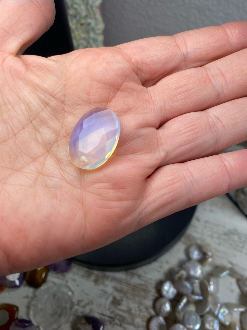 Iridescent Faceted Opalite Pendant - Picture 3 of 3